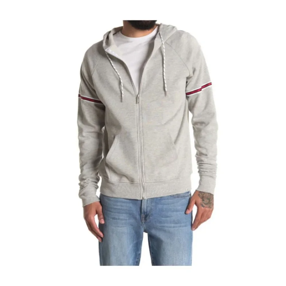 Mens Gray Hoodie Zip Front Hooded Sweatshirt New - Picture 2 of 11